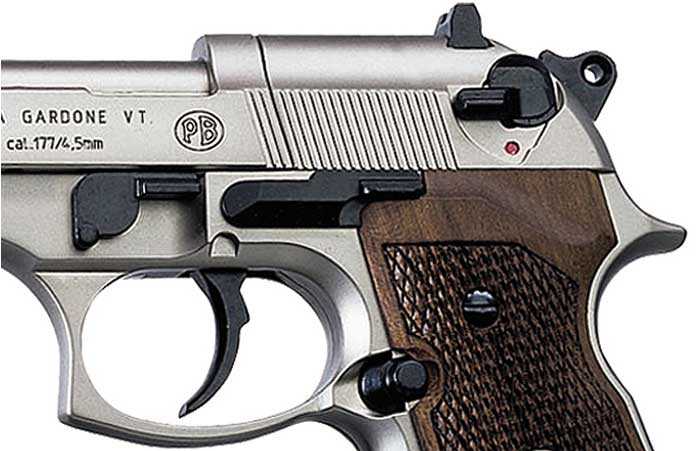Пистолет Umarex пневм. Beretta M92 FS (никель с дерев. накладками) (419.00.03/419.00.62)