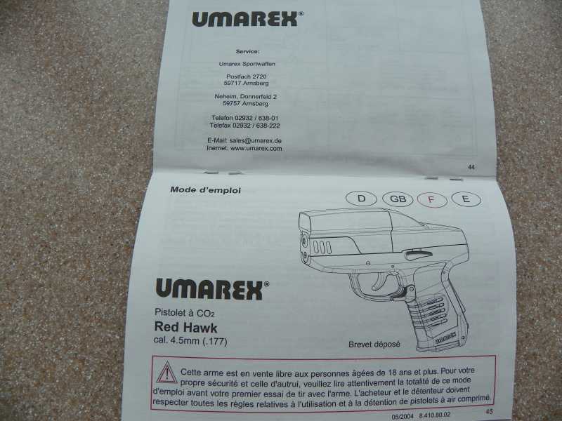 Пистолет пневм. Umarex Red Hawk (чёрный с чёрн. пласт. накладками) (410.00.00)