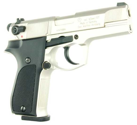 Пистолет Umarex пневм. Walther СР 88 (никель с чёрн. пласт. накладками) (416.00.03/416.00.41)