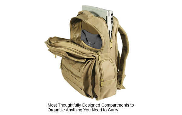 рюкзак UTG тактический, материал-полиэстер,цвет-Tan,внешн.карманы,система MOLLE,43,2х30,5х16,5,вес 1542г.