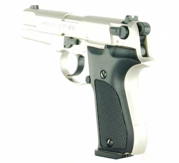 Пистолет Umarex пневм. Walther СР 88 (никель с чёрн. пласт. накладками) (416.00.03/416.00.41)