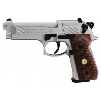 Пистолет Umarex пневм. Beretta M92 FS (никель с дерев. накладками) (419.00.03/419.00.62)