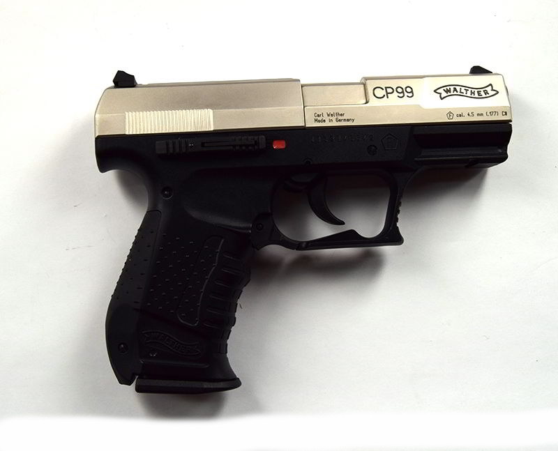 Пистолет Umarex пневм. Walther СР 99 (никель с чёрной рукояткой) (412.00.01/412.00.51)