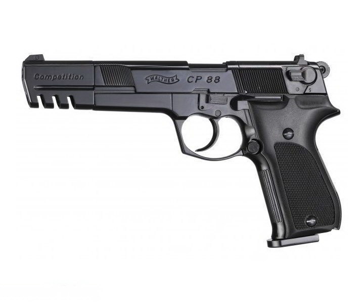 Пистолет Umarex пневм. Walther СР 88 Competition (удл. свол, чёрный с чёрн. пласт. накладками) (416.00.42)