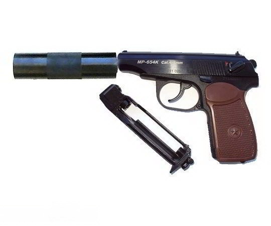 Пистолет пневм. МР-654К-22 с фальшглушителем обн. ручка (84187)