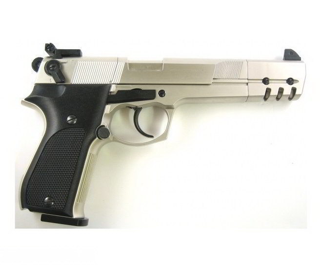 Пистолет Umarex пневм. Walther СР 88 Competition (удл. свол, никель с чёрн. пласт. накладками)