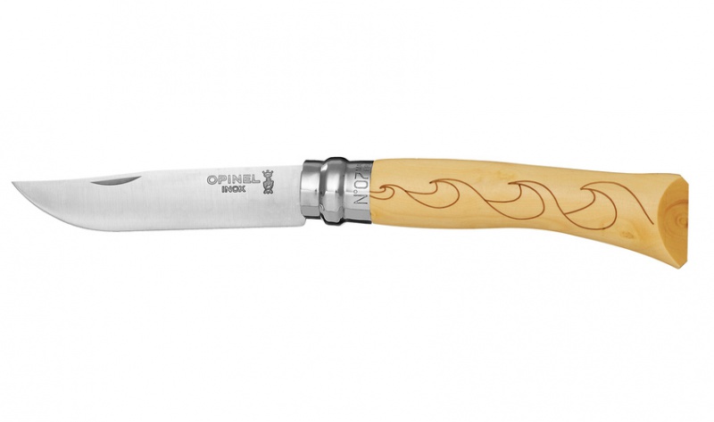 Нож Opinel серии Tradition Nature №07, клинок 8см., нержавеющая сталь, рисунок - волны, рукоять - самшит (001552)