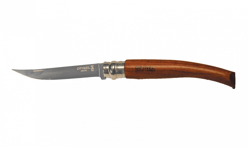 Нож Opinel серии Slim №10, филейный, клинок 10см., нержавеющая сталь, зеркальная полировка, рукоять-бубинга (000013)