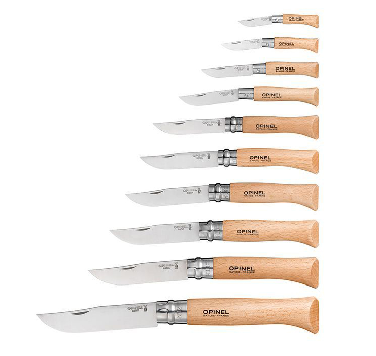 Набор ножей Opinel серии Tradition №02-12 - 10шт., нержавеющая сталь, рукоять - бук, + деревянный футляр (001311)