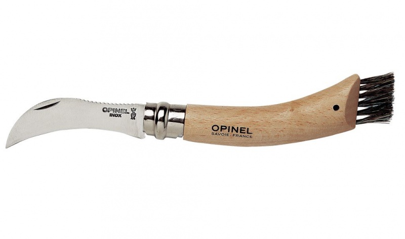 Нож Opinel серии Nature №08, грибной с кисточкой, клинок 8см., нерж.сталь, рукоять - дуб, футляр + чехол (001327)
