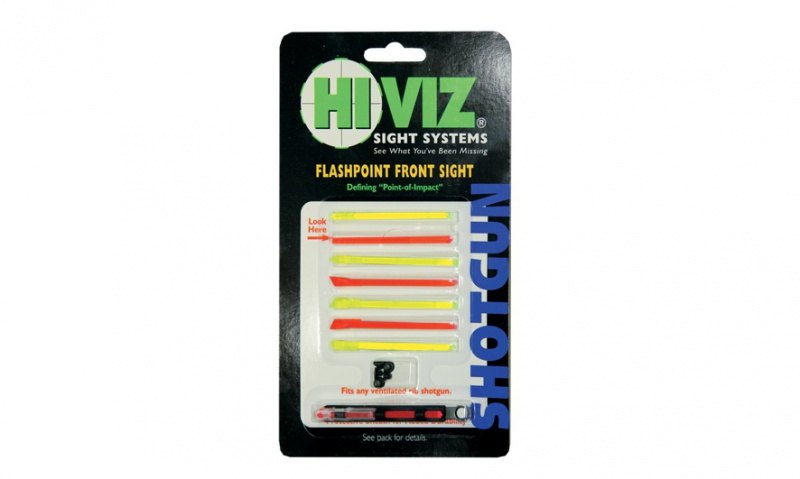 HiViz мушка FlashPoint для гладк.ружей, набор 8 волокон (красн.+желт.) + планка и винты