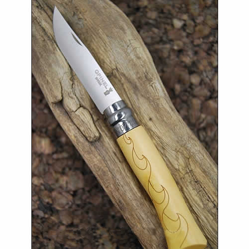 Нож Opinel серии Tradition Nature №07, клинок 8см., нержавеющая сталь, рисунок - волны, рукоять - самшит (001552)
