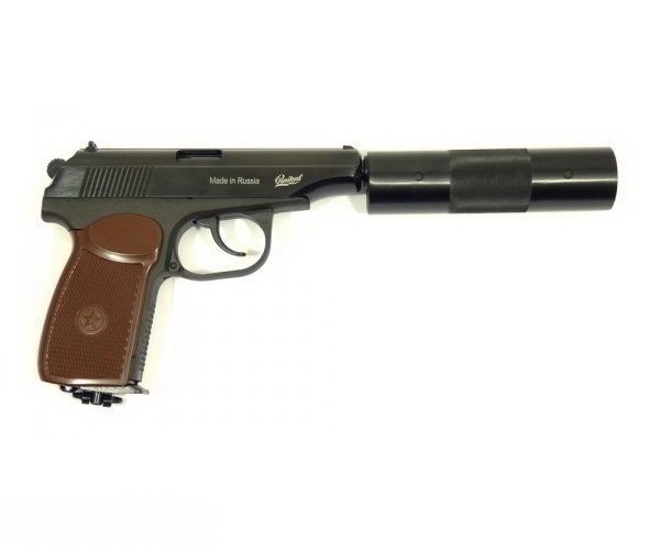 Пистолет пневм. МР-654К-22 с фальшглушителем обн. ручка (84187)