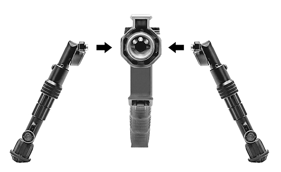 Сошки UTG на KeyMod, 127-203мм., раздельн.ноги, 5 углов-позиций, 5 фикс.длин, кнопка фикс., алюминий, черный, 280гр. (TL-BPDK01)